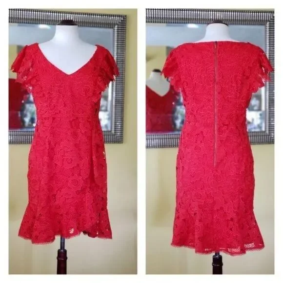 NWT Nanette Lepore Valentine Lace Sheath Dress in Poppy